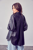 FAUX LEATHER BUTTON DOWN TOP