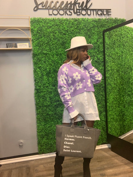 Purple flower sweater