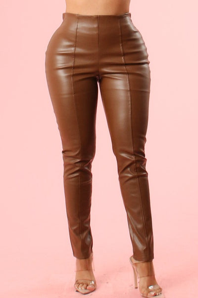 Brown leather pants