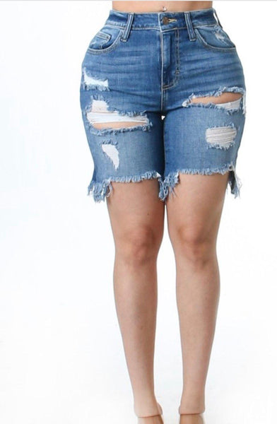 Ripped Denim Shorts