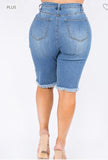 Plus Size Ripped Denim Shorts