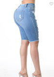 Straight Leg Ripped Denim Shorts