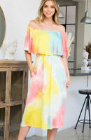 Tie-Dye Off The Shoulder Maxi Dress