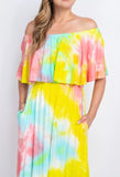 Tie-Dye Off The Shoulder Maxi Dress