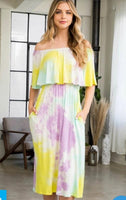 Tie-Dye Off The Shoulder Maxi Dress