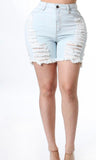 Shredded Denim Shorts