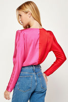 Red & Pink Contrast Top