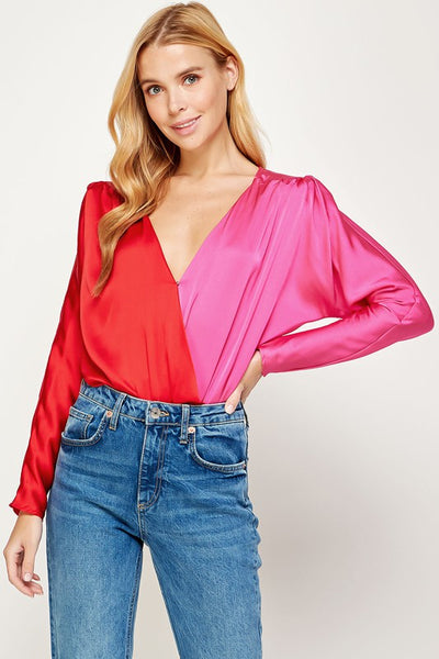 Red & Pink Contrast Top