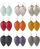 Leather leaf earrings
