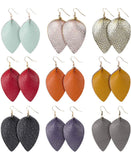 Leather leaf earrings