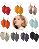 Leather leaf earrings