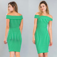 Green striped dress
