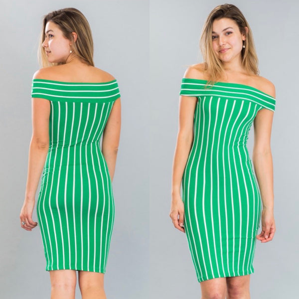 Green striped dress