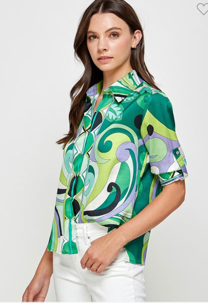 Green breezy blouse