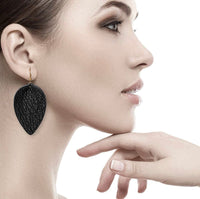 Leather leaf earrings