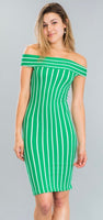 Green striped dress