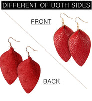Leather leaf earrings