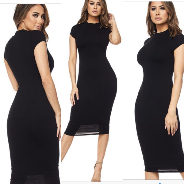 Simple black body con dress